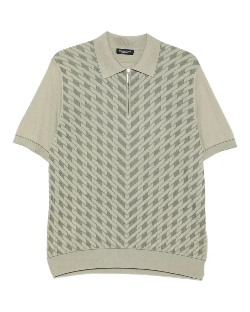 Stefano Ricci zip-fastening patterned polo shirt - Grün Grün