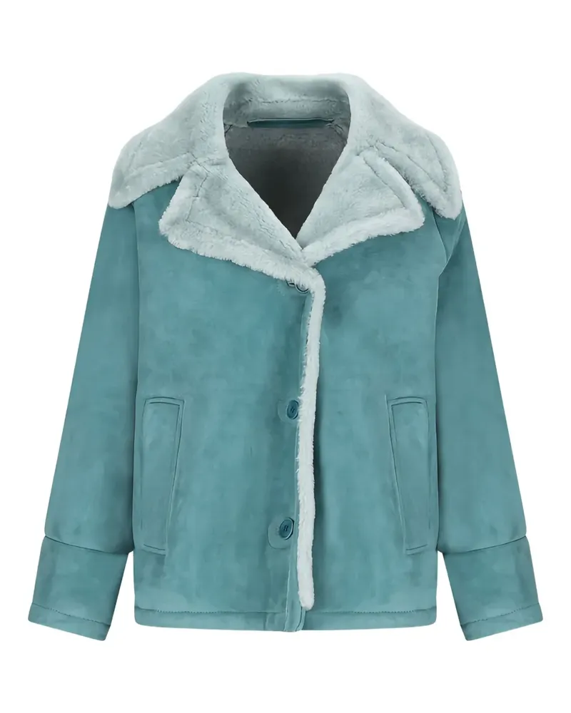 Salvatore Santoro shearling-collar suede jacket - Blau Blau