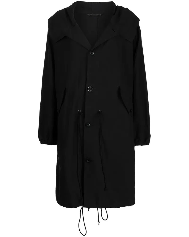 Yohji Yamamoto Oversized-Mantel mit Kapuze - Schwarz Schwarz