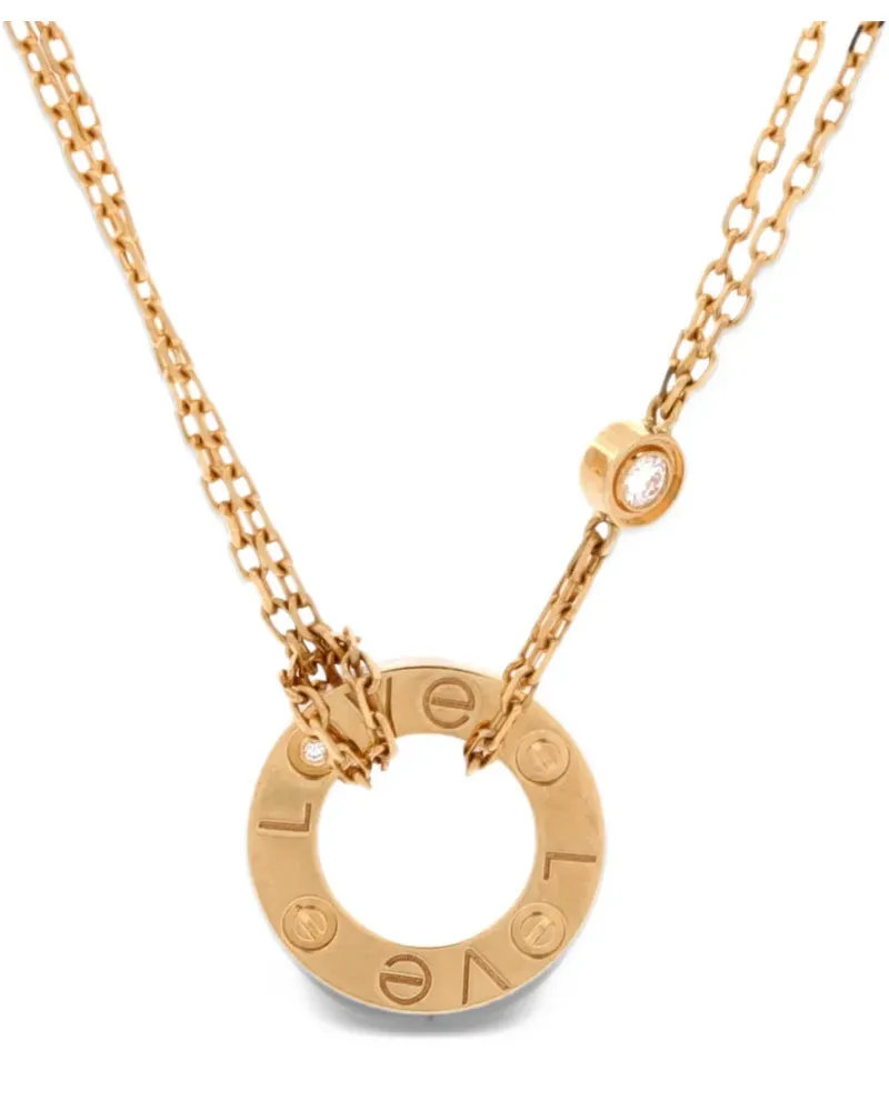Cartier 2 Diamonds Love Pendant 18K Yellow Gold and Diamonds necklace Gold