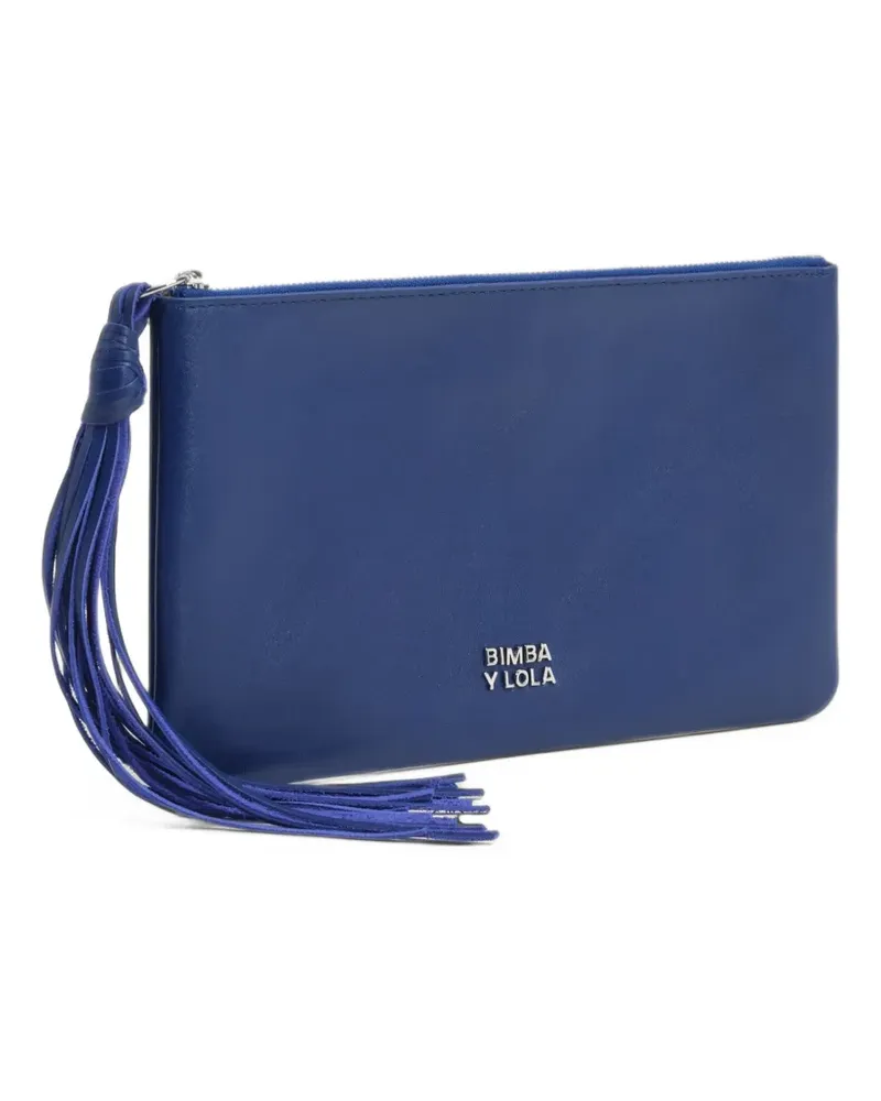 BIMBA Y LOLA Electric Blue Clutch aus Leder mit mittelgroßem Reißverschluss - Blau Blau