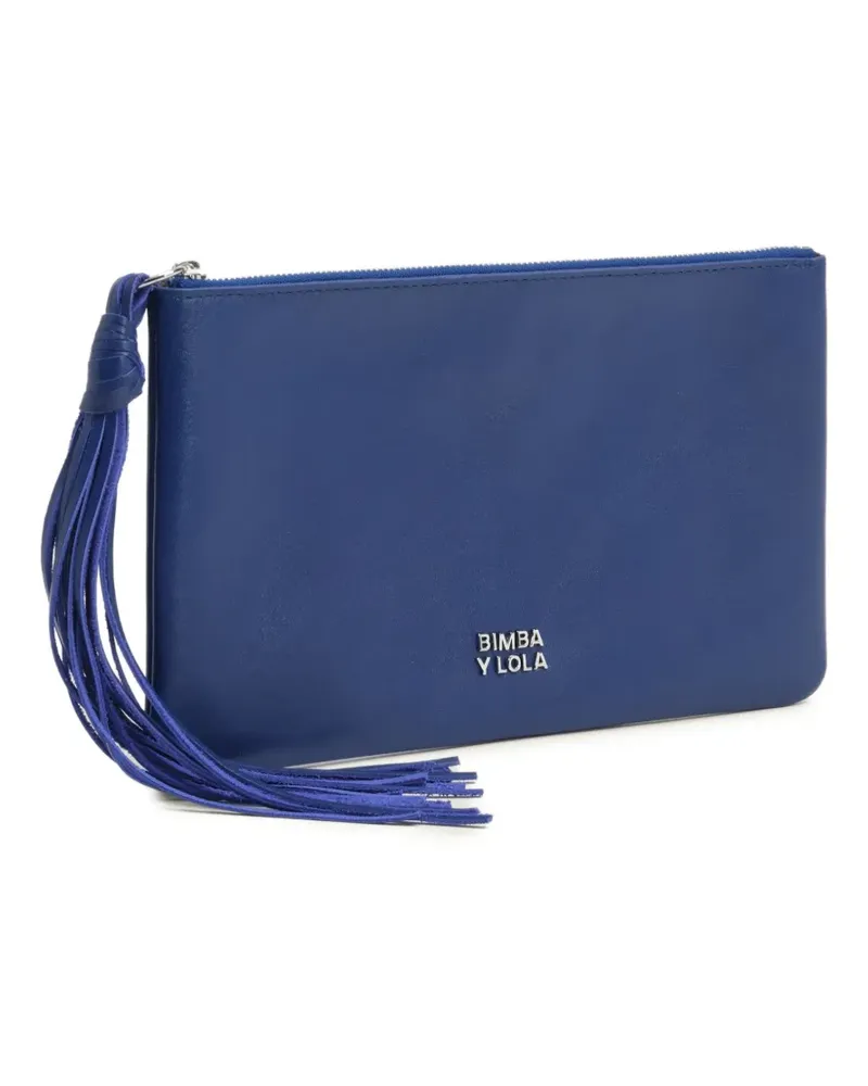BIMBA Y LOLA Electric Blue Clutch aus Leder mit mittelgroßem Reißverschluss - Blau Blau