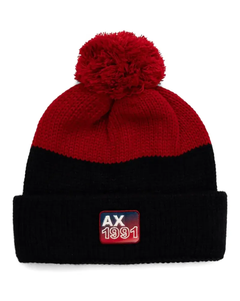 Armani Exchange logo-patch beanie hat - Rot Rot