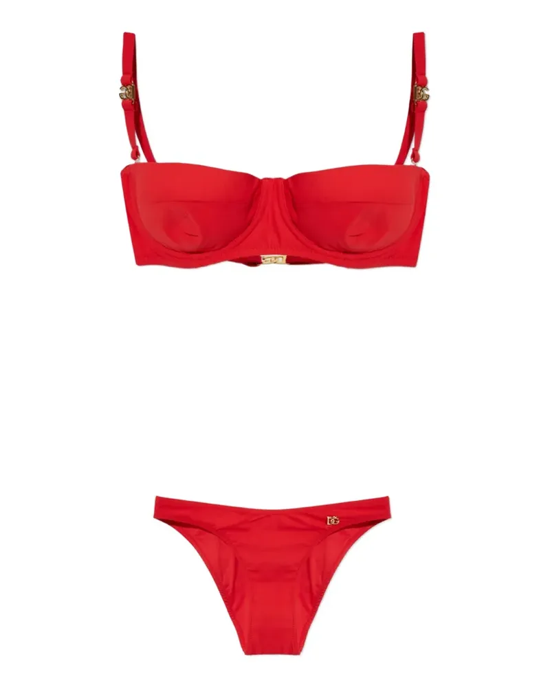 Dolce & Gabbana Bikini mit Logo-Schild - Rot Rot