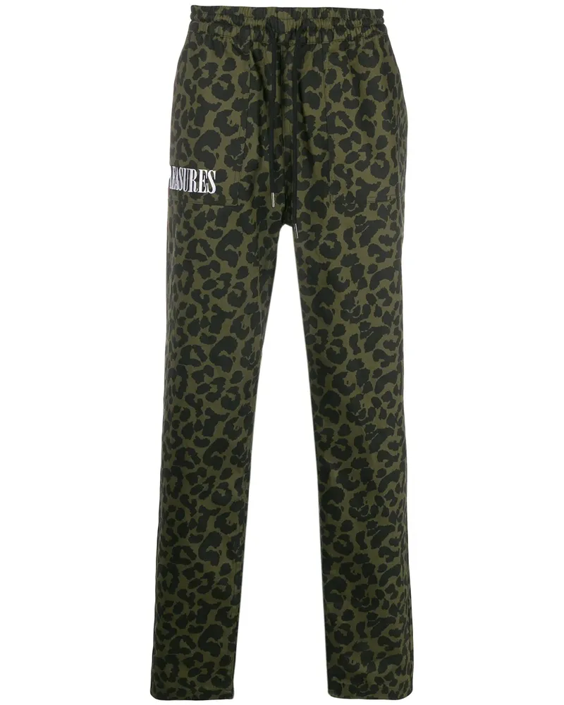 PLEASURES Hose mit Leoparden-Print - Grün Grün