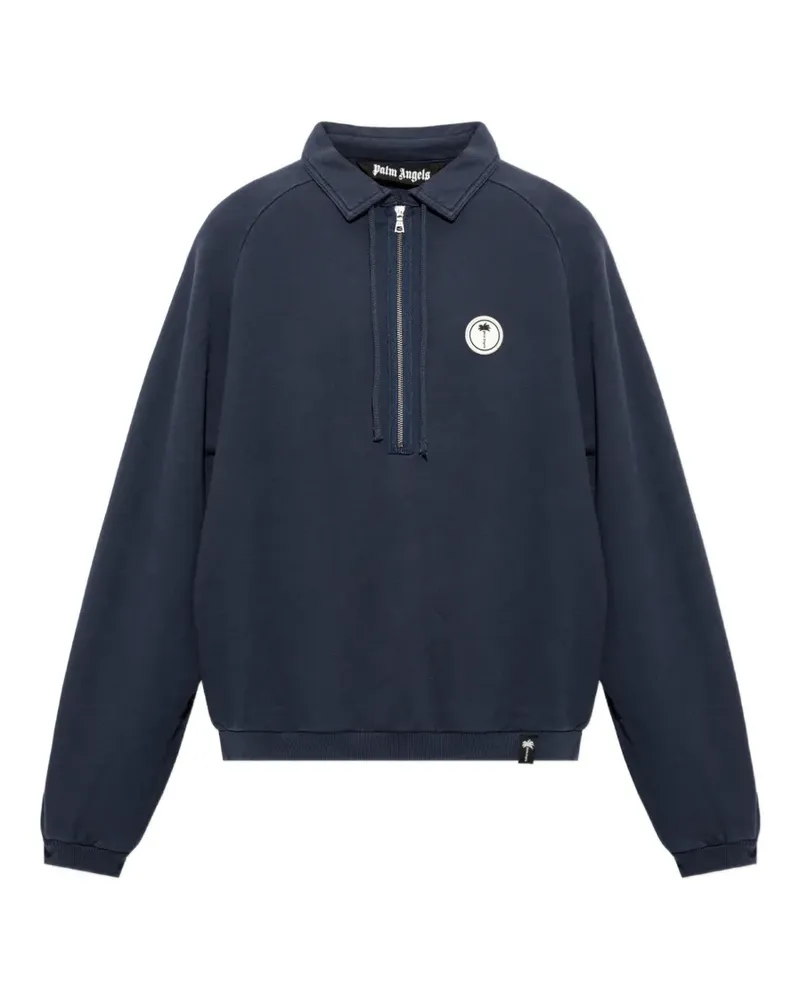 Palm Angels palm Shadow zipped crew polo shirt - Blau Blau