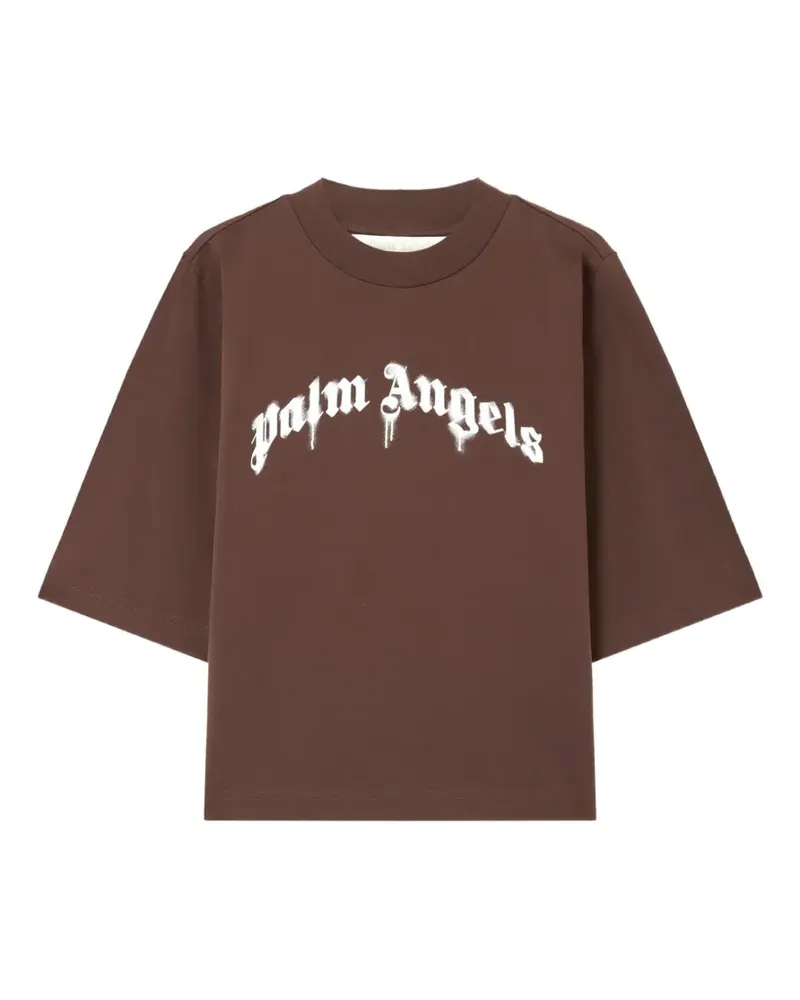Palm Angels Kastiges T-Shirt mit Logo - Braun Braun