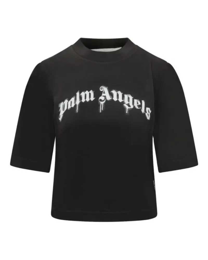 Palm Angels Kastiges T-Shirt mit Logo - Schwarz Schwarz
