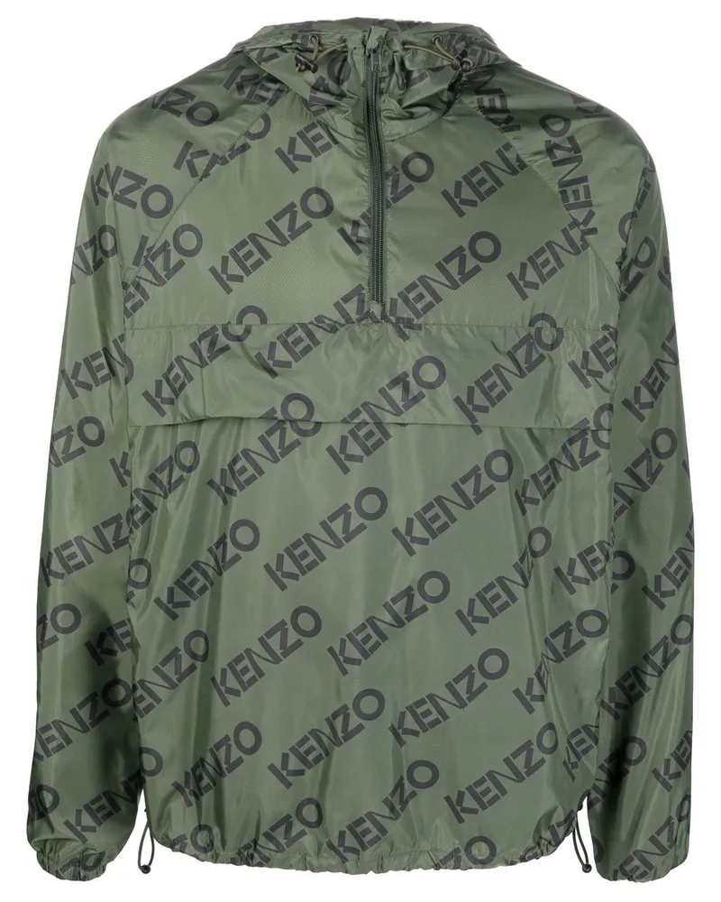 Kenzo Kapuzenjacke mit Logo-Print - Grün Grün