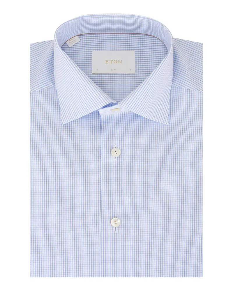 Eton blue check contemporary fit dress shirt - Weiß Weiß