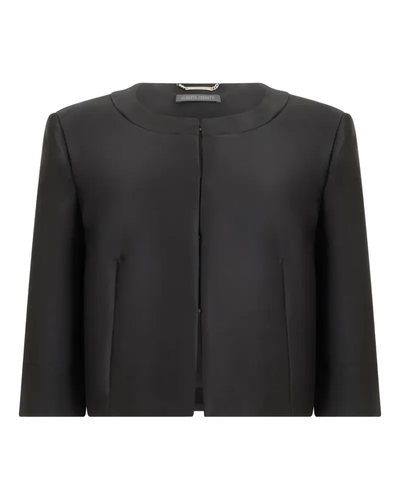Alberta Ferretti Cropped-Jacke mit rundem Ausschnitt - Schwarz Schwarz