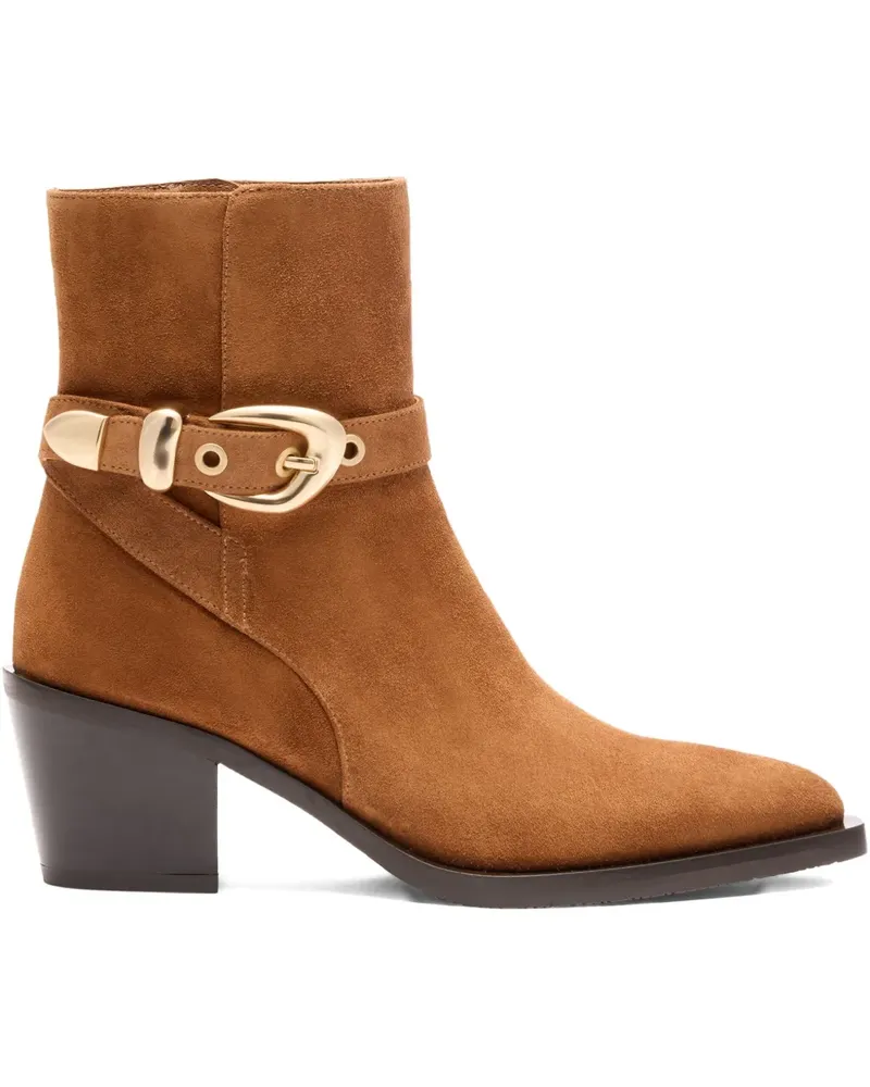 Stuart Weitzman Maven Wildlederstiefel mit Schnallenriemen 60mm - Braun Braun