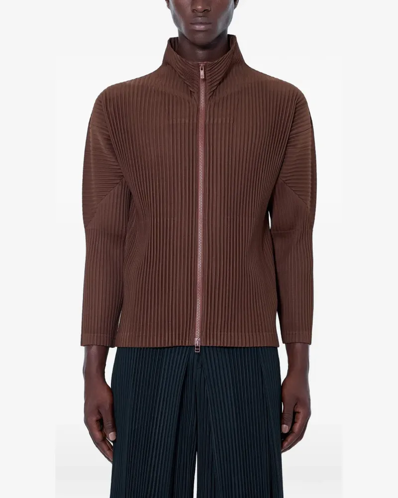 Issey Miyake Colour Pleats Jacke mit Stehkragen - Braun Braun