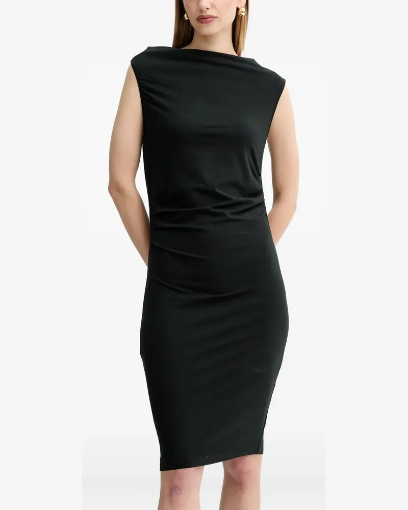 HUGO BOSS draped sleeveless midi dress - Schwarz Schwarz