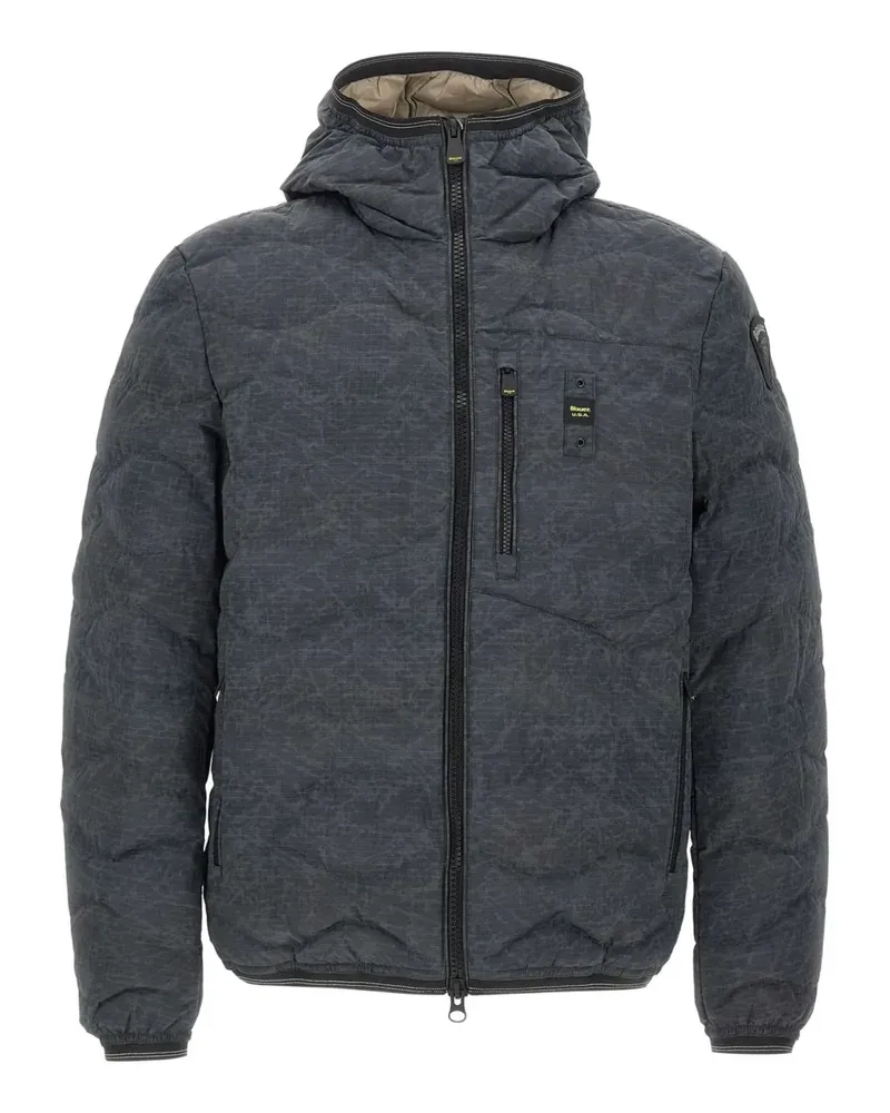 Blauer wave-quilted jacket - Schwarz Schwarz