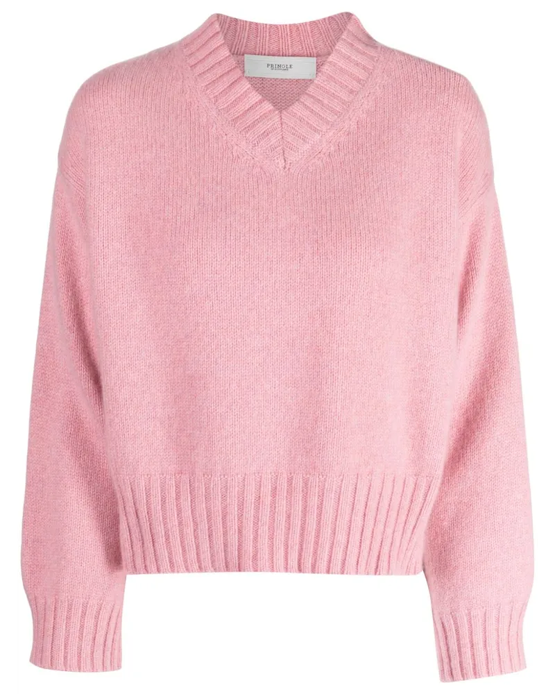 Pringle of Scotland Kaschmirpullover mit V-Ausschnitt Rosa