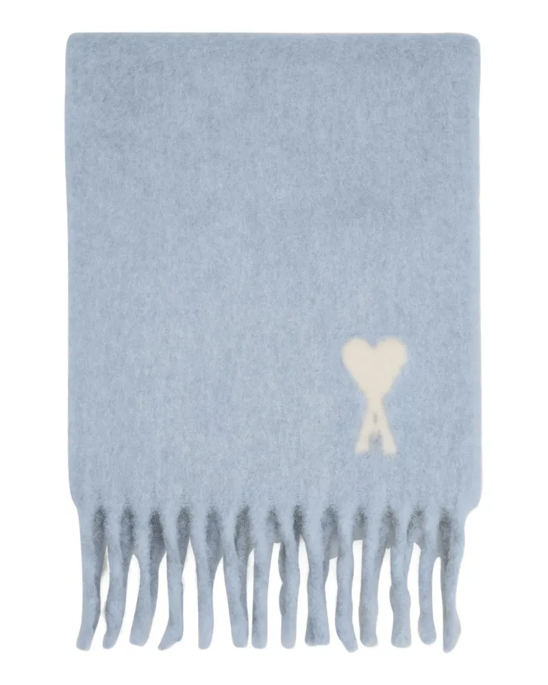 AMI Paris Ami de Coeur Schal mit Fransen - Blau Blau