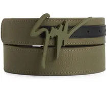 logo-buckle cotton belt
