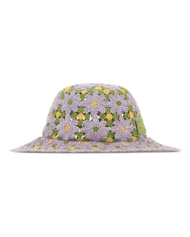 Fendi Gehäkelter Fischerhut mit Logo - Violett Violett