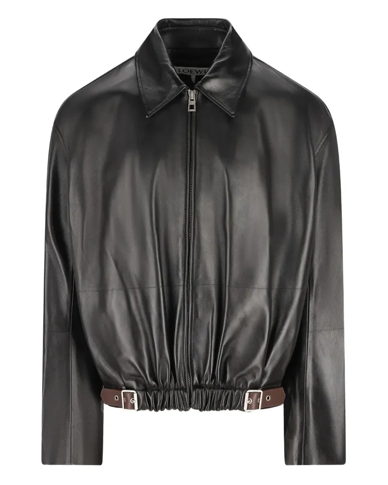 Loewe Lederjacke mit Gürtel - Schwarz Schwarz