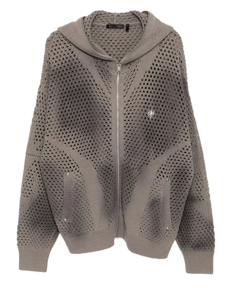 FIVE CM Cardigan mit silberfarbenem Schild - Grau Grau