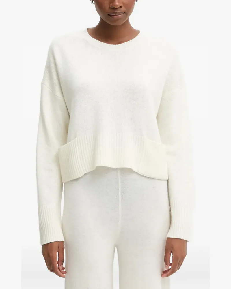 Benetton Gerippter Pullover mit tiefen Schultern - Weiß Weiß