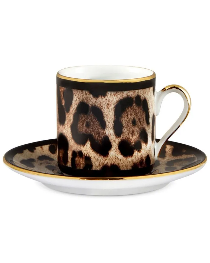 Dolce & Gabbana Espresso-Service mit Leoparden-Print - Schwarz Schwarz