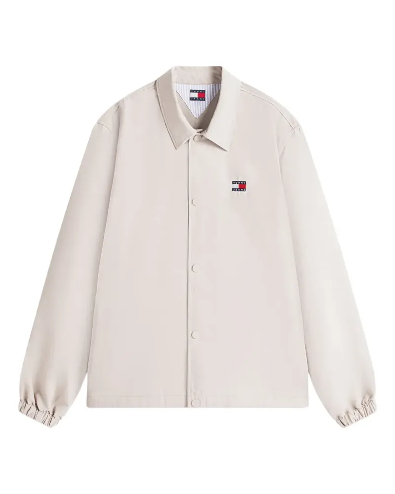 Tommy Hilfiger Hemdjacke mit Logo-Patch - Grau Grau