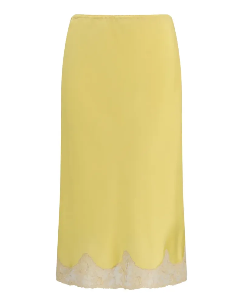 Saint Laurent lace-detail midi skirt - Gelb Gelb