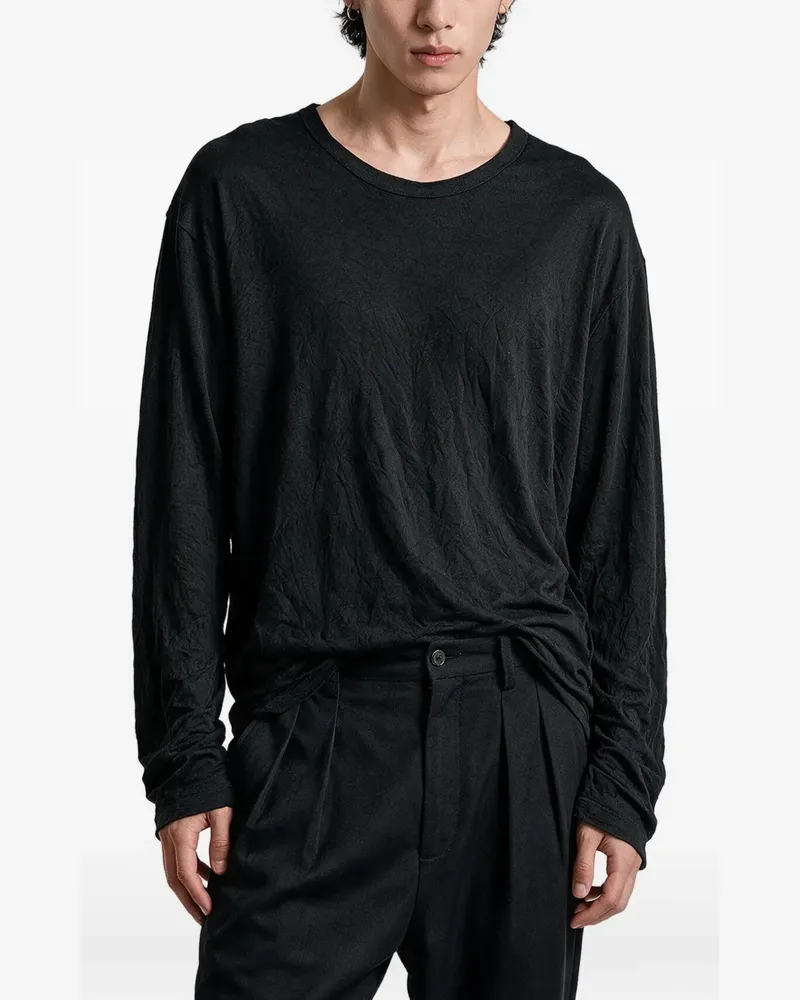 Yohji Yamamoto Langarmshirt mit Knitteroptik - Schwarz Schwarz