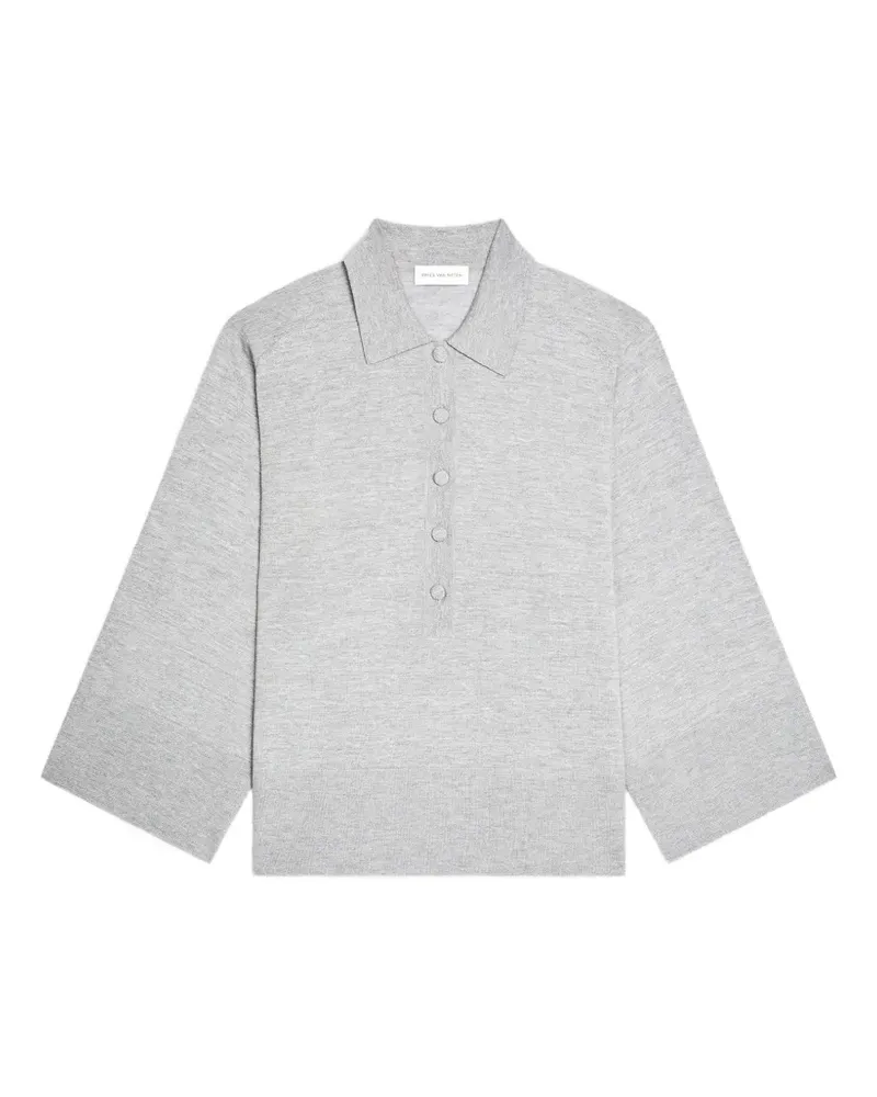 Dries van Noten button wide-sleeved polo top - Grau Grau