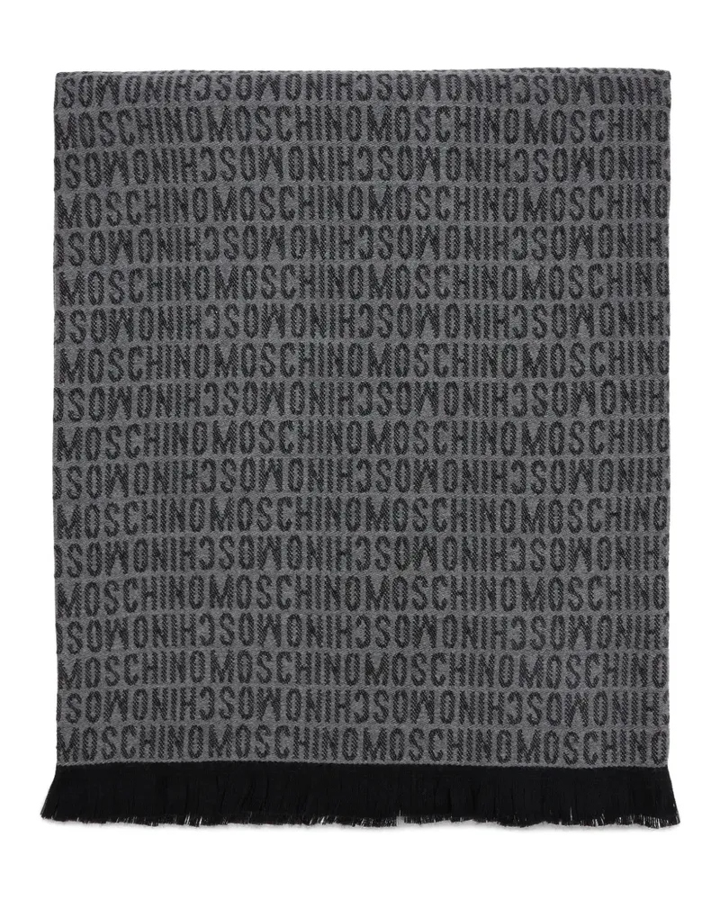 Moschino logo-jacquard wool scarf - Grau Grau