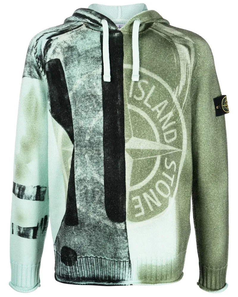 Stone Island Zweifarbiger Hoodie - Grün Grün