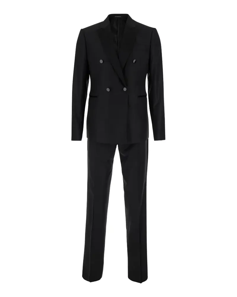 Emporio Armani double-breasted peak-lapels suit - Schwarz Schwarz
