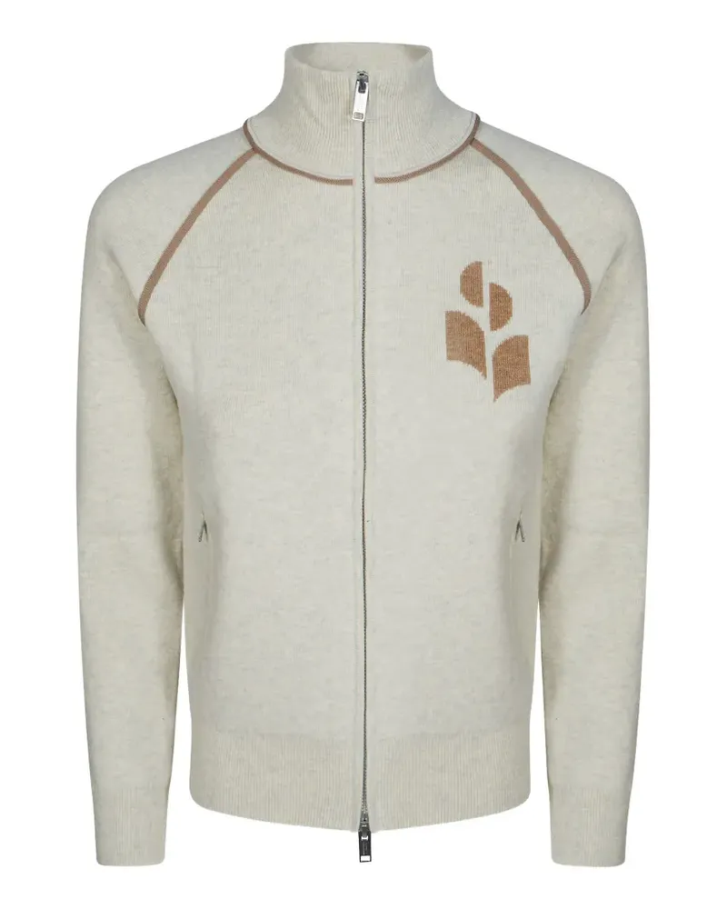 Isabel Marant logo-intarsia zip-up cardigan - Nude Nude
