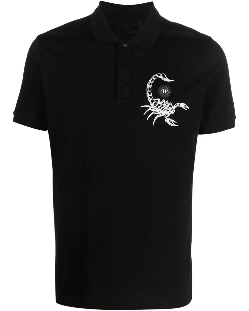 Philipp Plein Poloshirt mit Skorpion-Print - Schwarz Schwarz