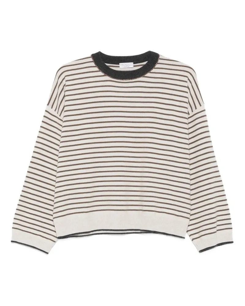 Brunello Cucinelli Gestreifter Pullover - Nude Nude