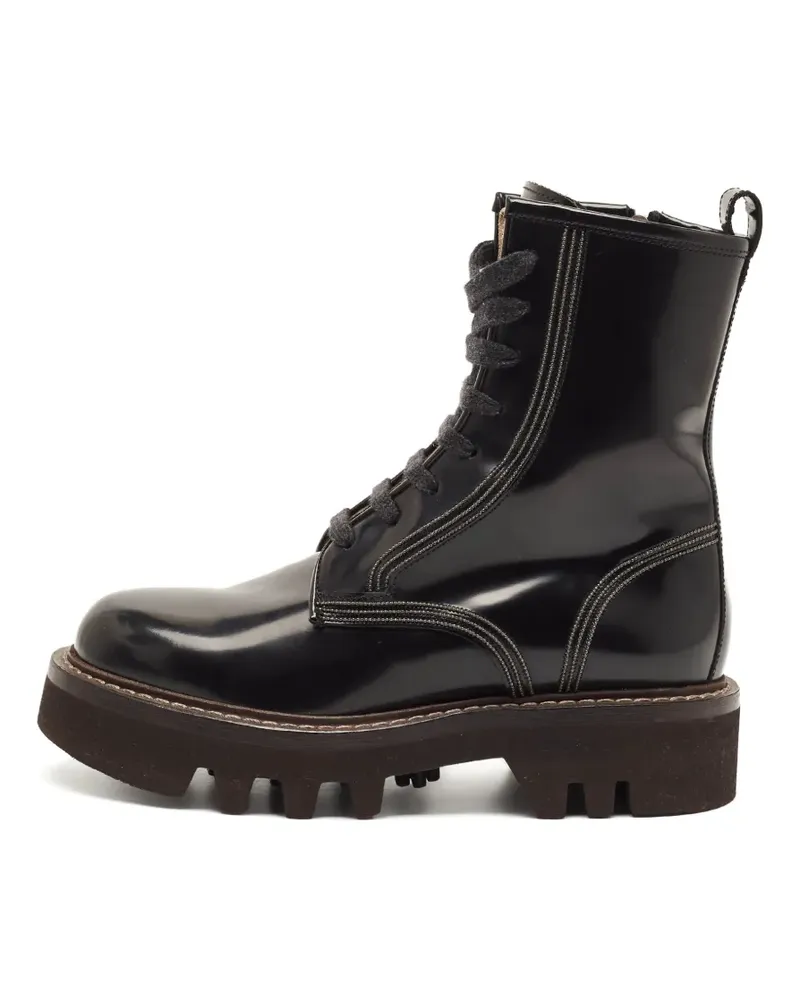 Brunello Cucinelli polished-finish combat boots - Schwarz Schwarz