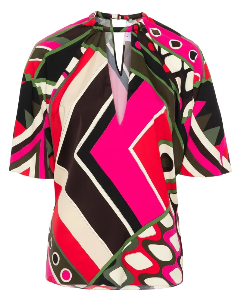Emilio Pucci Bluse mit V-Ausschnitt - Schwarz Schwarz