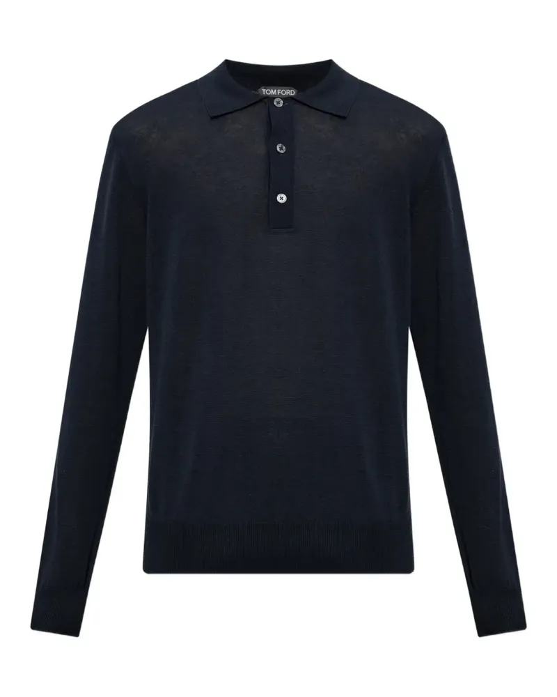Tom Ford fine-gauge silk linen polo - Blau Blau