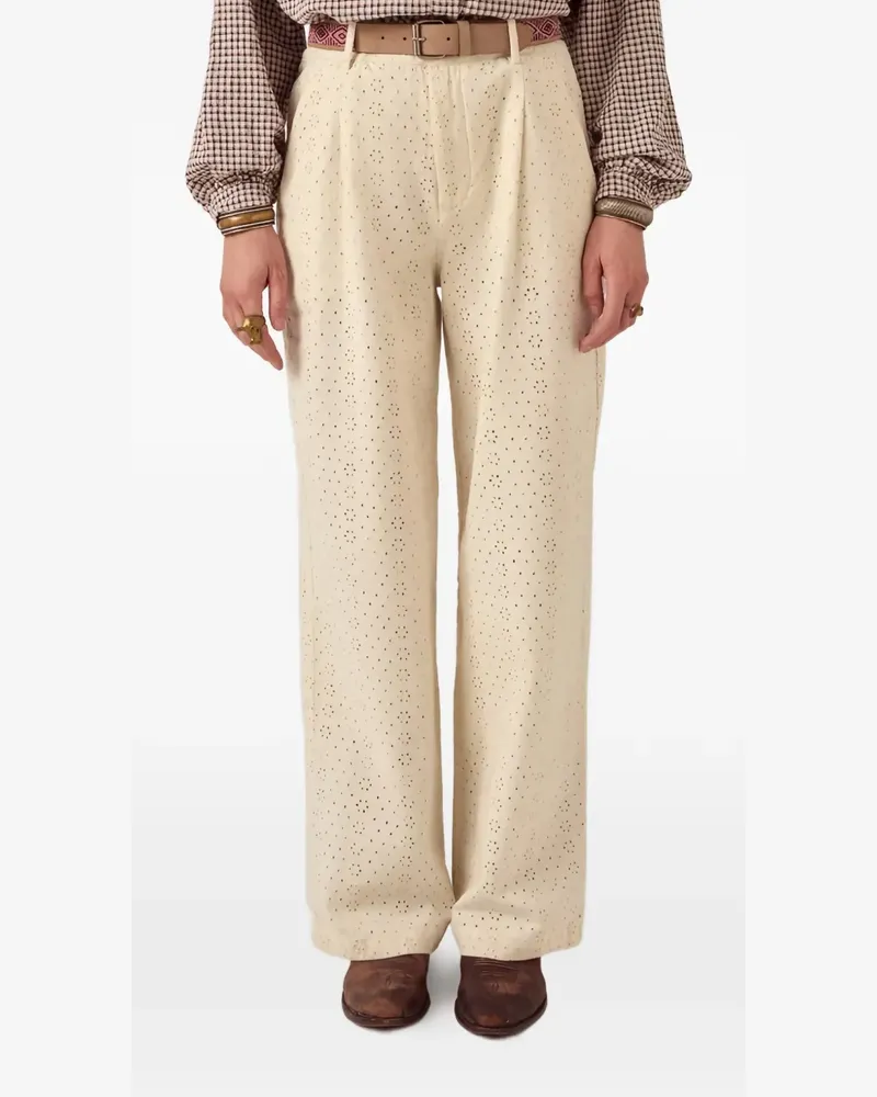 MAISON HOTEL Theodore embroidered straight-leg trousers - Nude Nude