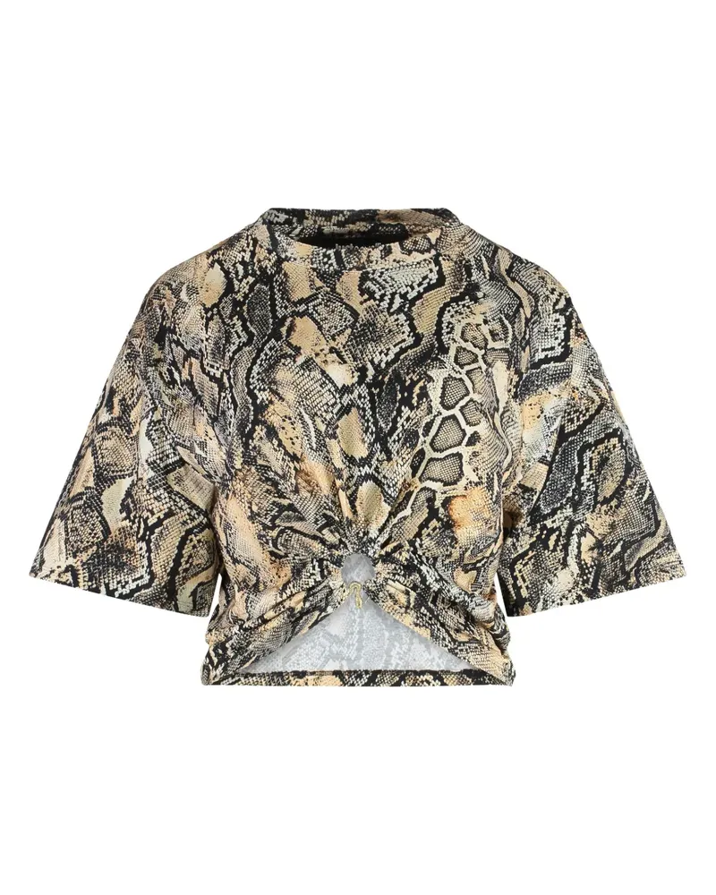 Just Cavalli Knot Oberteil mit Schlangenleder-Print - Nude Nude