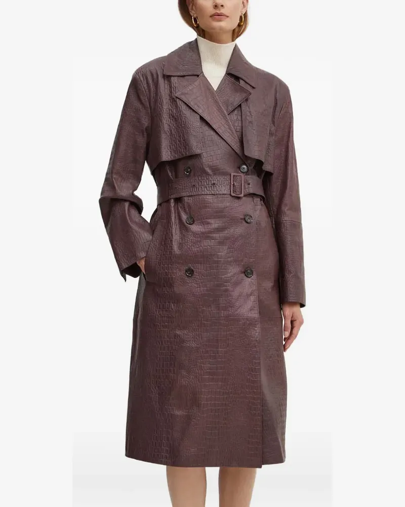 HUGO BOSS belted double-breasted coat - Braun Braun