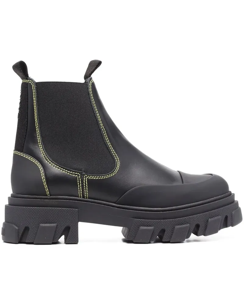 Ganni Chelsea-Boots mit breiter Sohle - Schwarz Schwarz