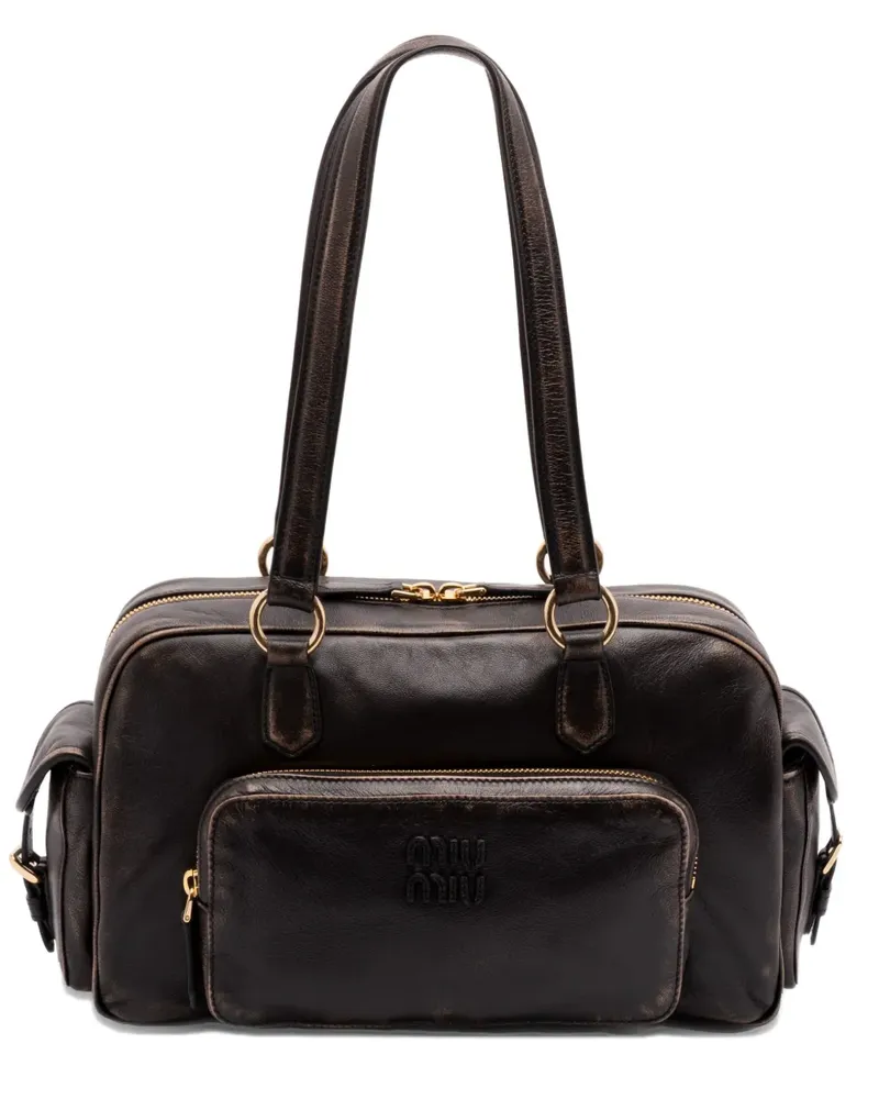 Miu Miu Reißverschluss-Schultertasche mit Henkel - Braun Braun
