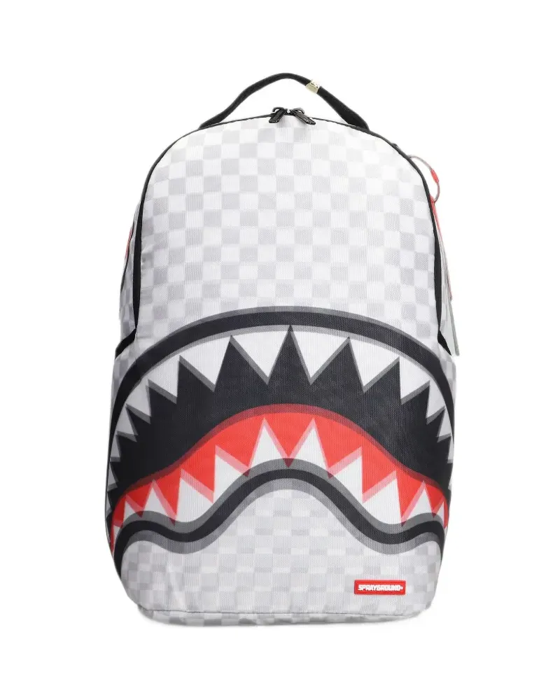 Sprayground Sharks in Paris Rucksack mit Karomuster - Weiß Weiß