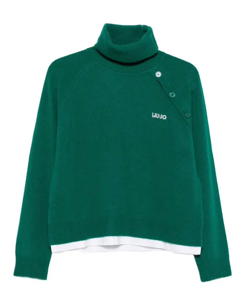 Liu Jo V-Ausschnitt-Pullover mit Knopfdetail - Grün Grün
