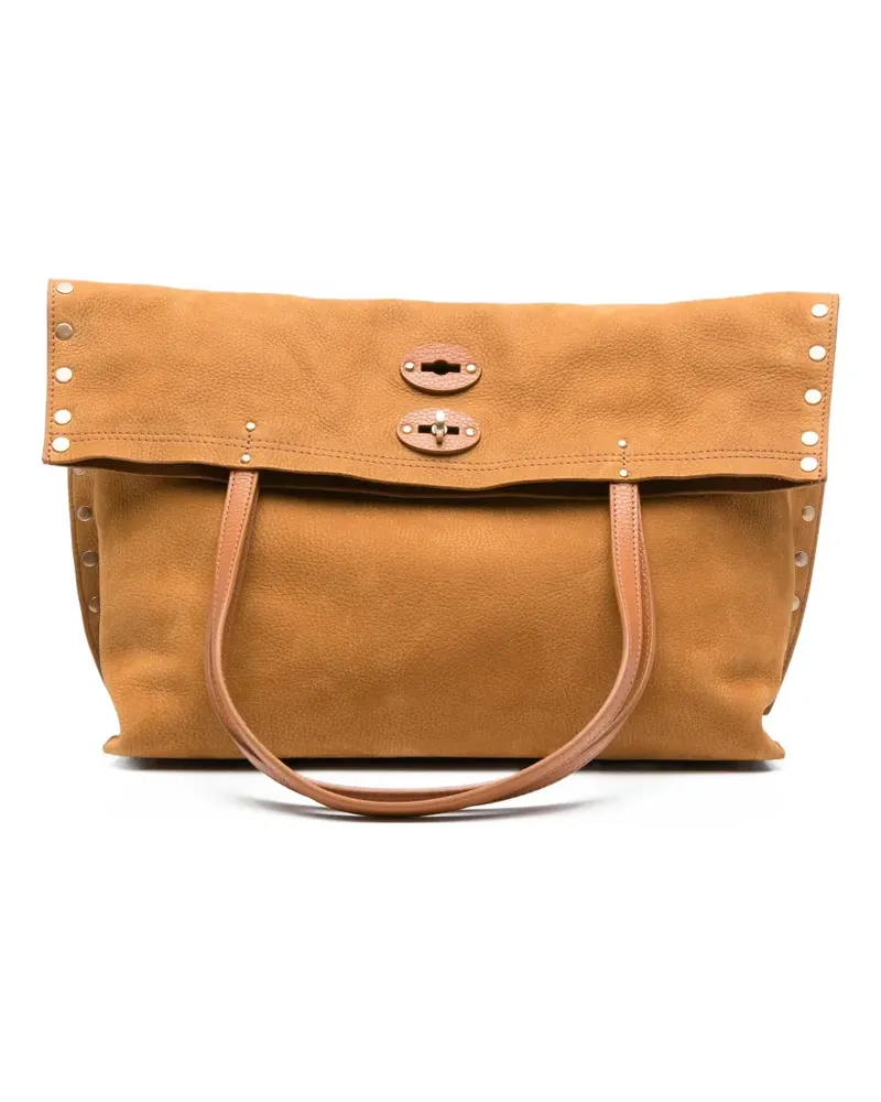Zanellato Mittelgroße A'spasso Tote Bag mit Nietendetail - Braun Braun