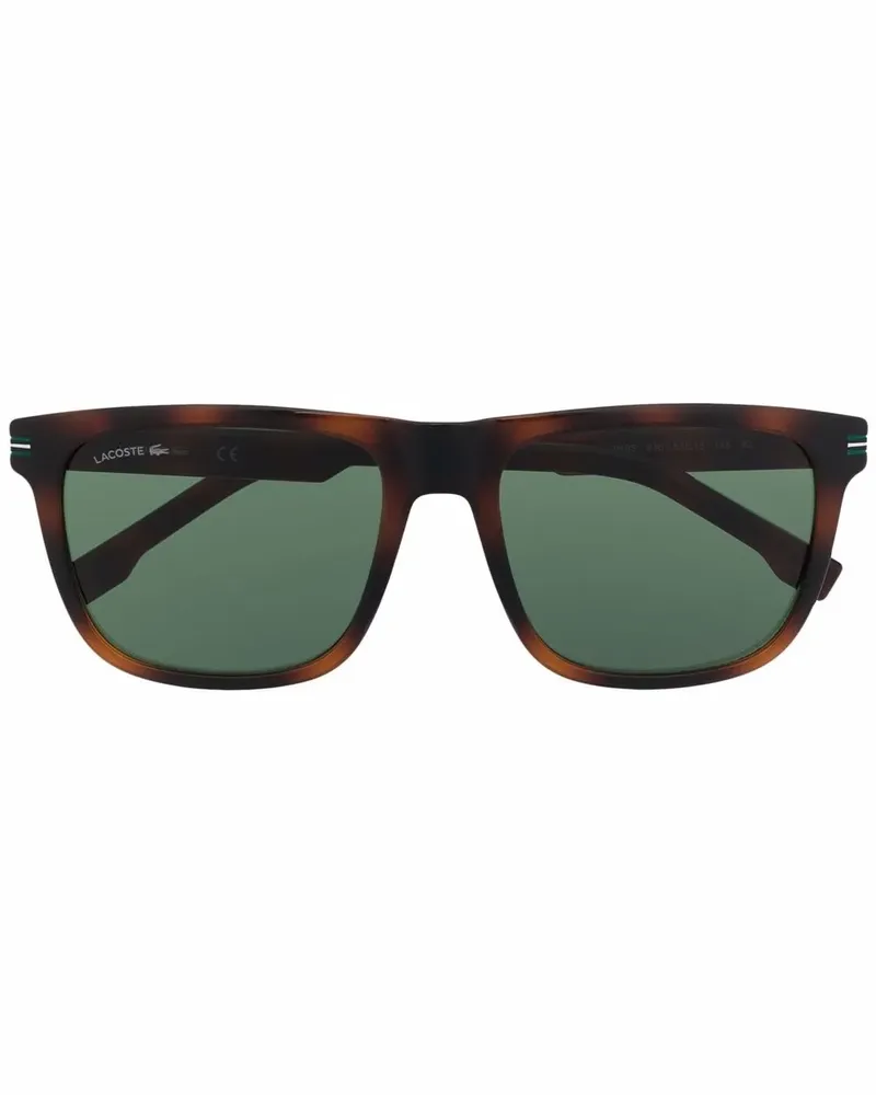 Lacoste Eckige Sonnenbrille in Schildpattoptik - Braun Braun