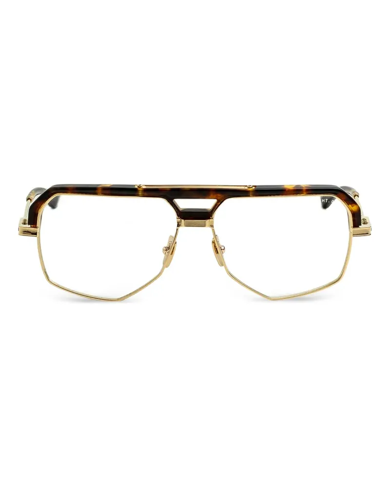 DITA tortoiseshell-effect geometric-frame glasses - Gold Gold